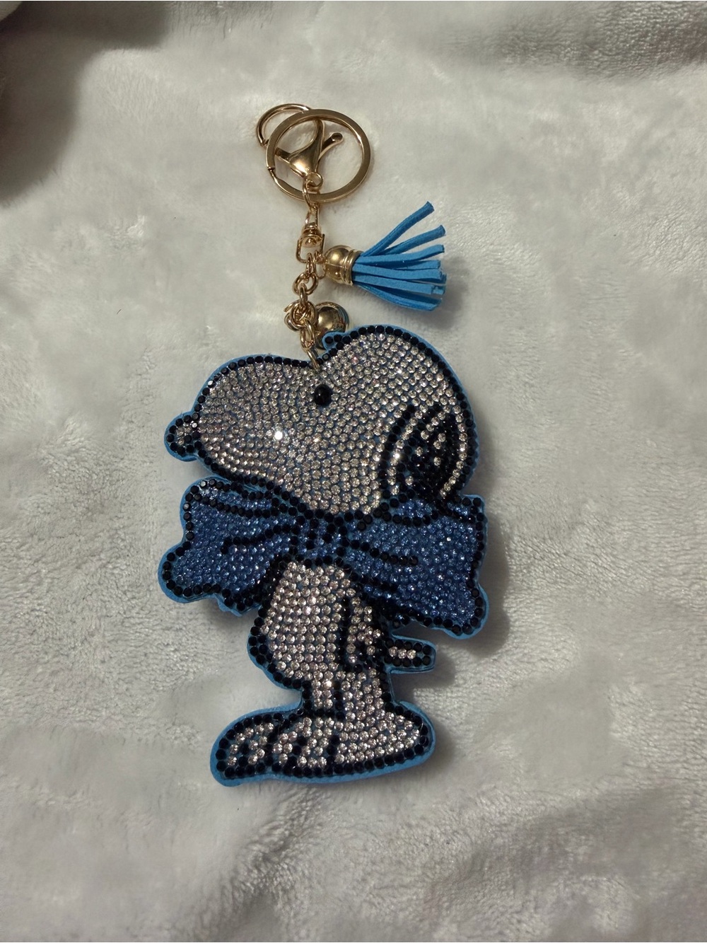 Rhinestone Snoopy Key & Card Holder Charm in Blue